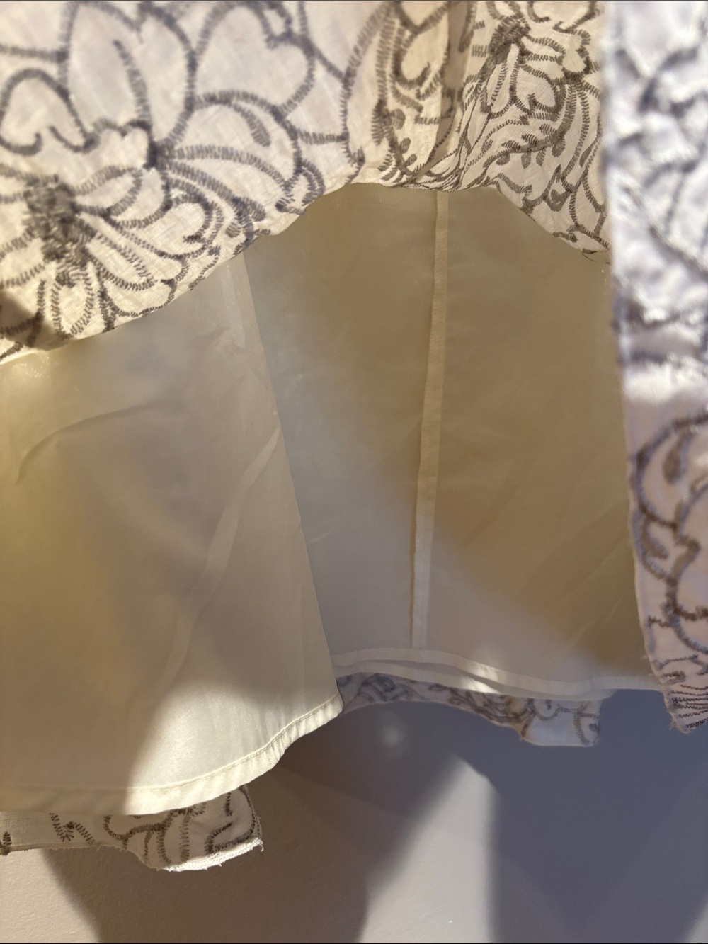 Nygard Collection Y2K Embroidered A-Line Skirt in Light Gray and Cream - Picture 6 of 7